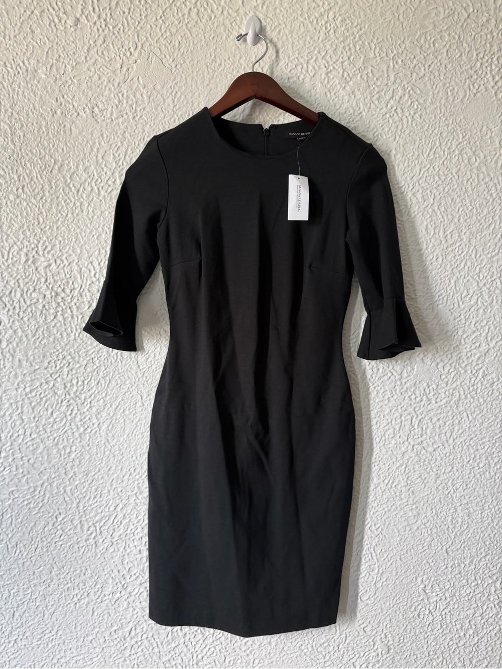 Black Sheath Dress with Fluted Sleeves NWT
